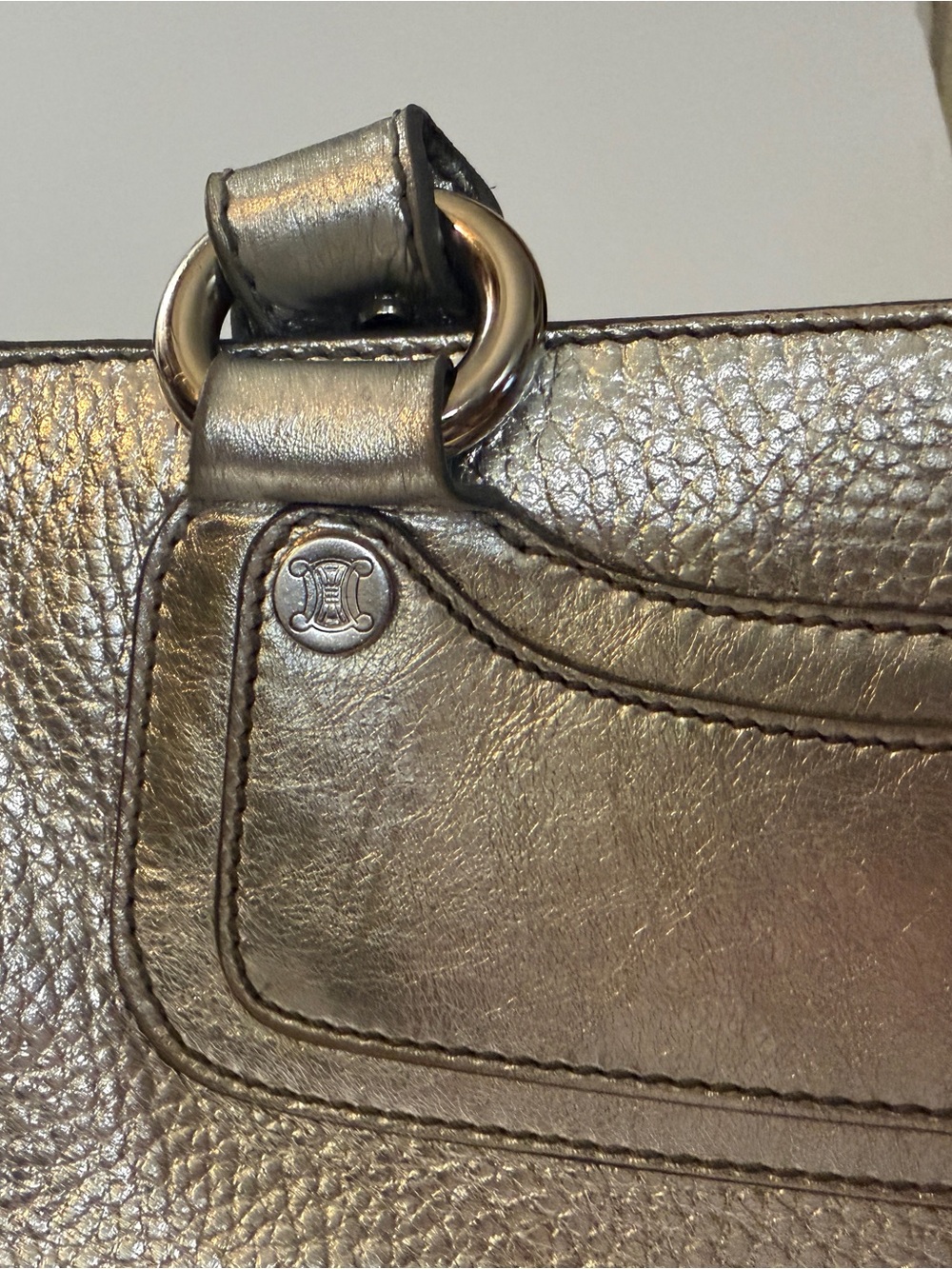 Celine Metallic Silver Pebbled Leather Boogie Tote - Picture 2 of 16